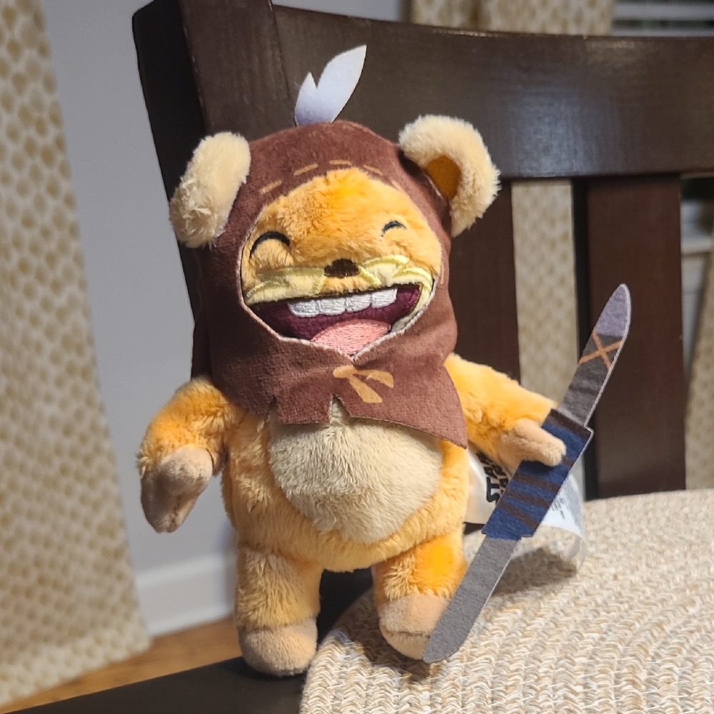 Disney Parks Star Wars Widdle Mystery Ewok Brown and Tan Plush Toy with Sword